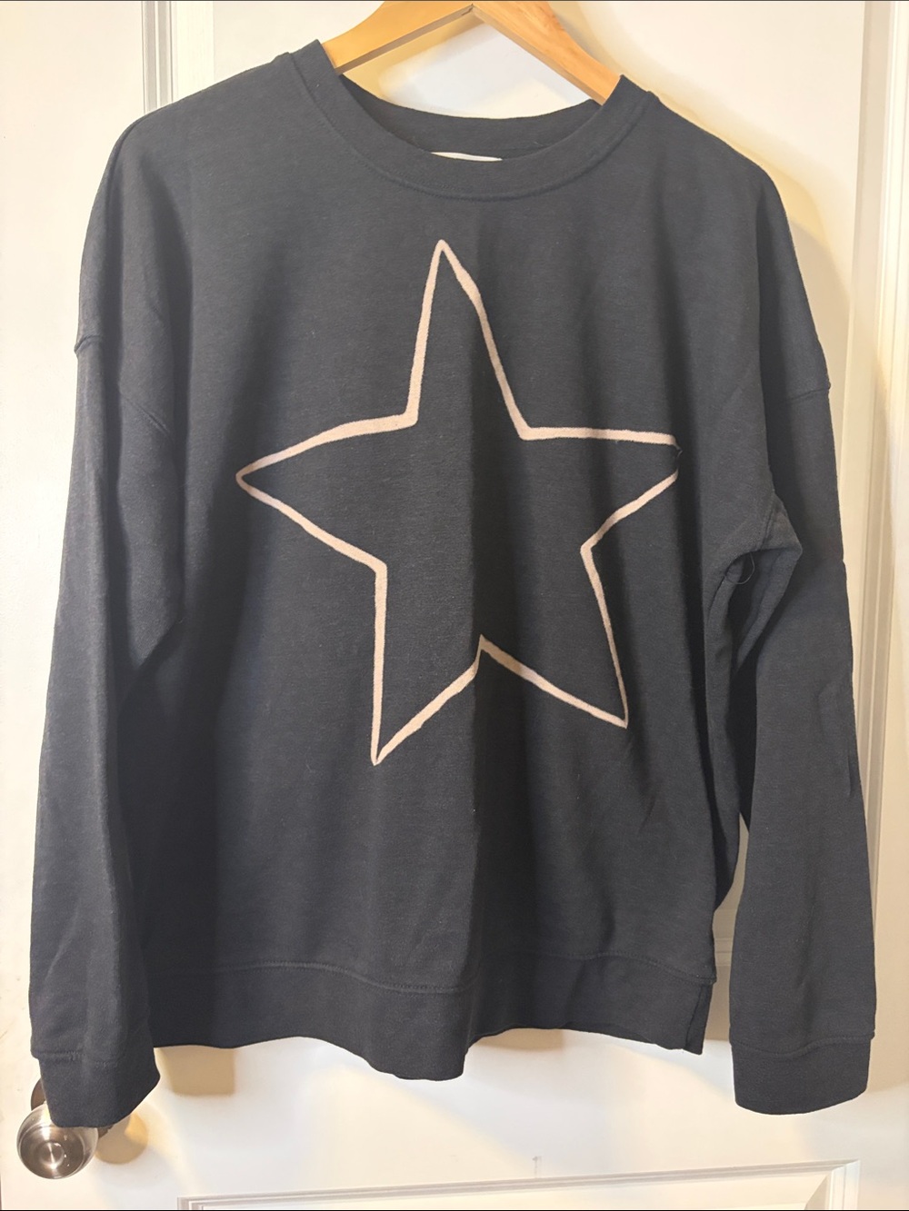 No Boundaries Navy Sweatshirt with Cream Star Outline